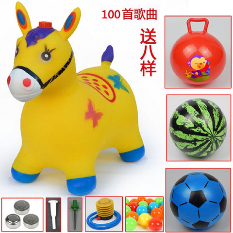 Jumping Horse Wholesale Children's Toy Inflatable plus-Sized Thickened No Baby Mount Pony Riding Music Jumping Deer