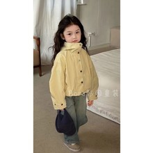 波拉韩国女童轻薄防晒衣外套24新款夏装儿童宝宝黄色透气连帽上衣