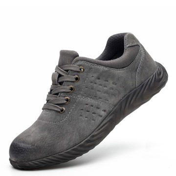 劳保鞋子男批发 牛皮果冻底轻便工作鞋 高帮四季鞋跨境爆款安全鞋