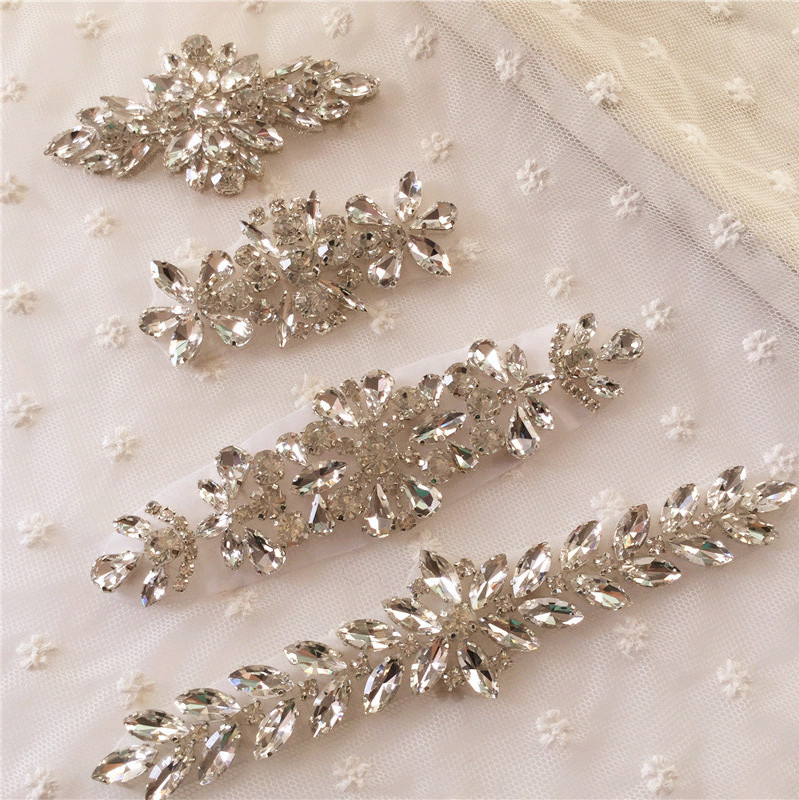 新品闪亮手缝水钻片批发服饰diy装饰贴花婚纱礼服钻饰服装辅料
