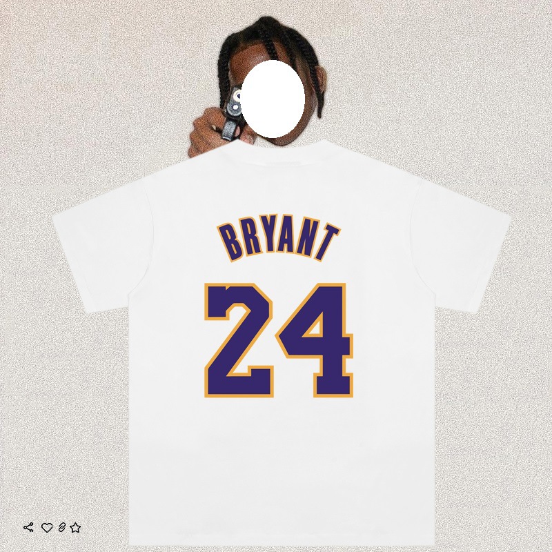 220g精梳棉短袖t恤男nba科比24#球衣美式篮球t恤运动训练宽松上衣