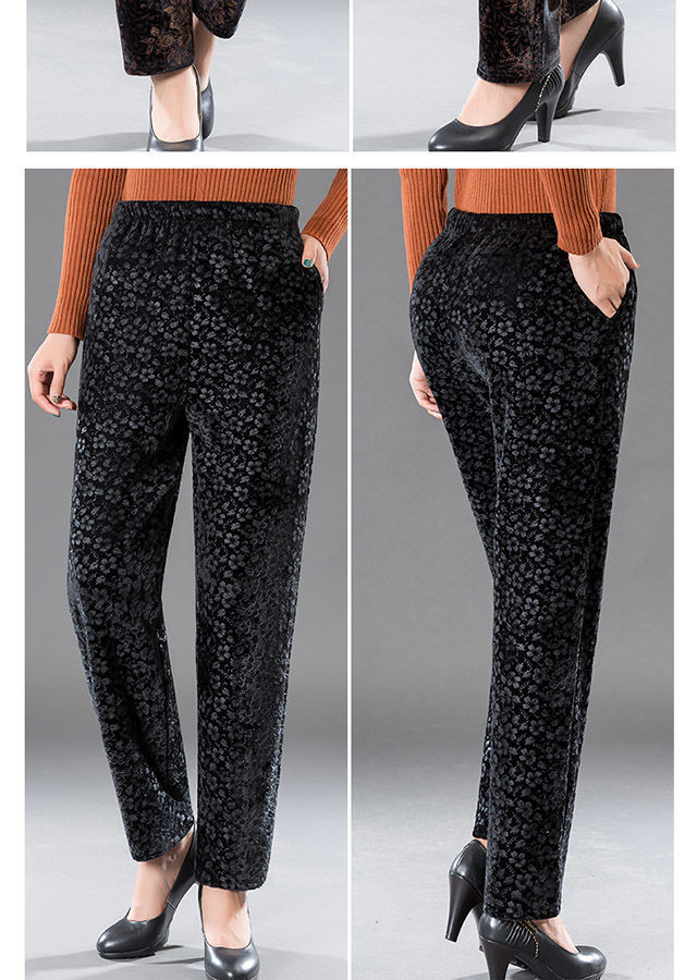 中老年人女裤加绒奶奶装直筒裤高腰妈妈丝绒长裤老人加厚保暖裤子