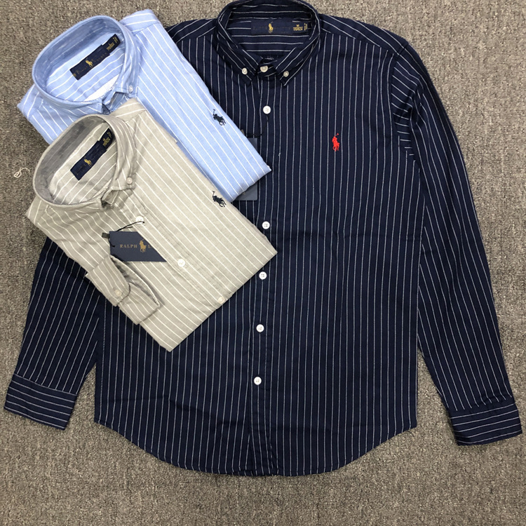 秋冬款男装长袖磨毛条纹保罗衬衣商务休闲青年棉质男士衬衫薄外套