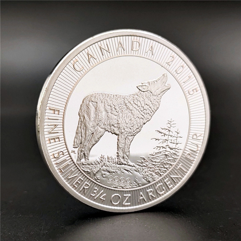 狼币外贸硬币加拿大动物纪念币 wolf coin浮雕动物硬币