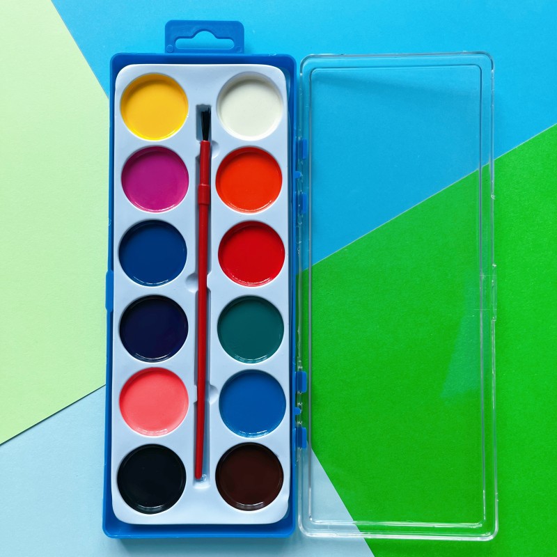 Wholesale Solid Semi-Dry Watercolor Set Art Painting Watercolor Pressed Powder Plastic Box Assembly Brush