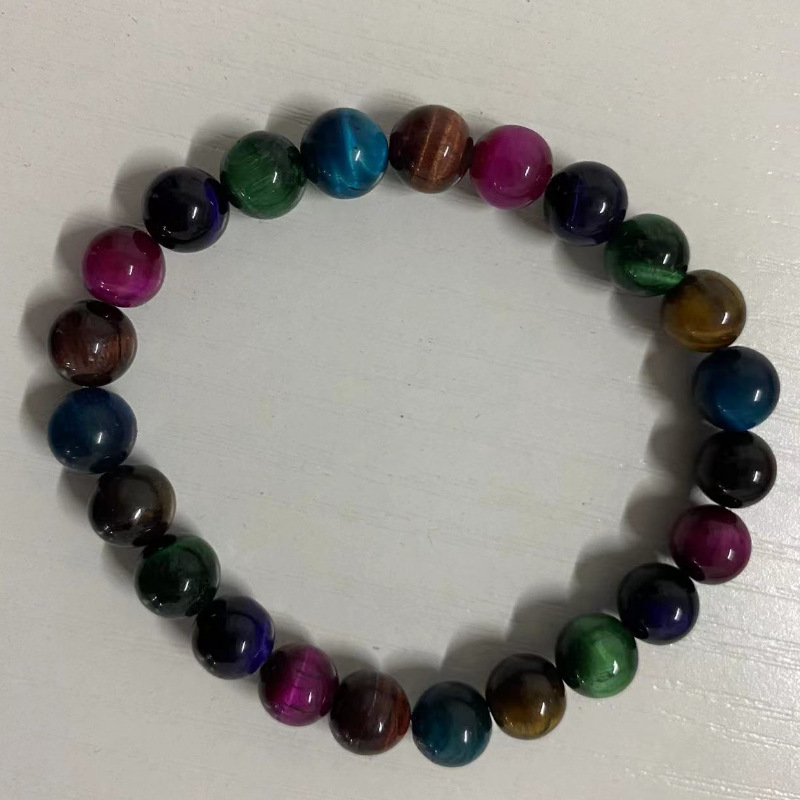 Natural Green Tiger-Eye Bracelet Stretch Beaded Bracelet Color Tiger Eye Stone Bracelet Manufacturers in Stock Wholesale