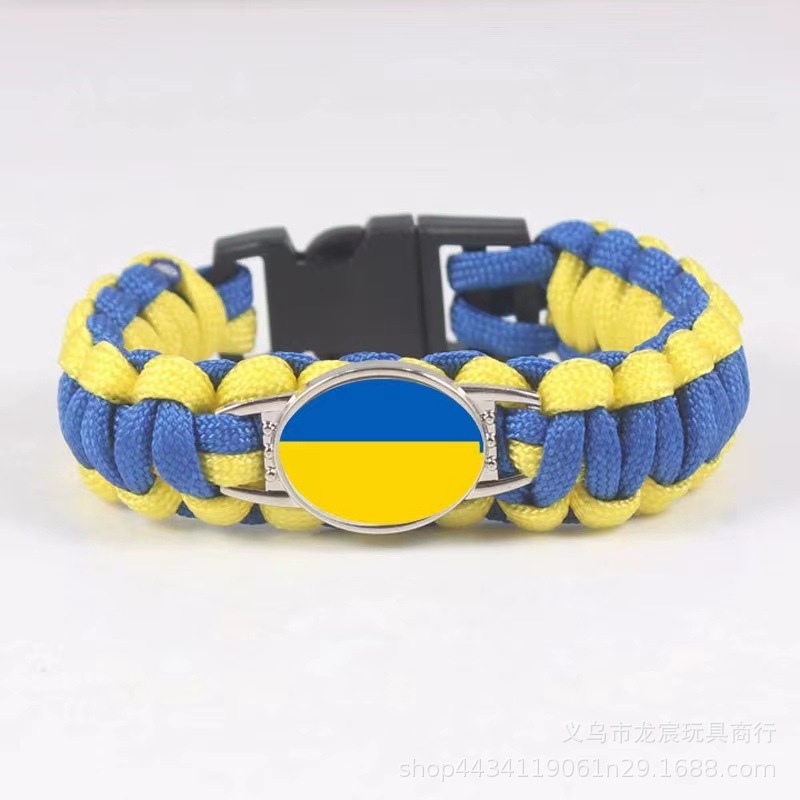 Flag of Ukraine National Flag Bracelet National Flag Parachute Cord Woven Bracelet Outdoor Life-Saving Bangle Bracelet