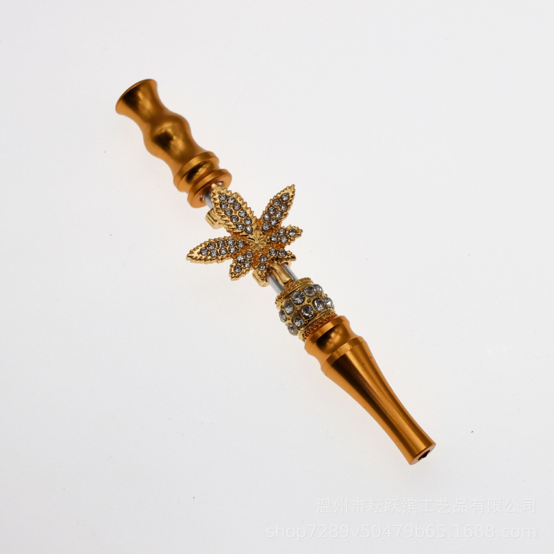 轻便携带型美国加拿大流行小叶子镶嵌人造白色水钻阿拉伯水烟烟嘴