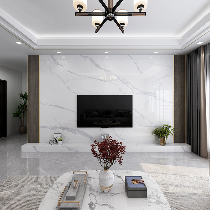 仿大理石竹木纤维集成墙板电视背景墙客厅卧室格栅轻奢护墙板家装