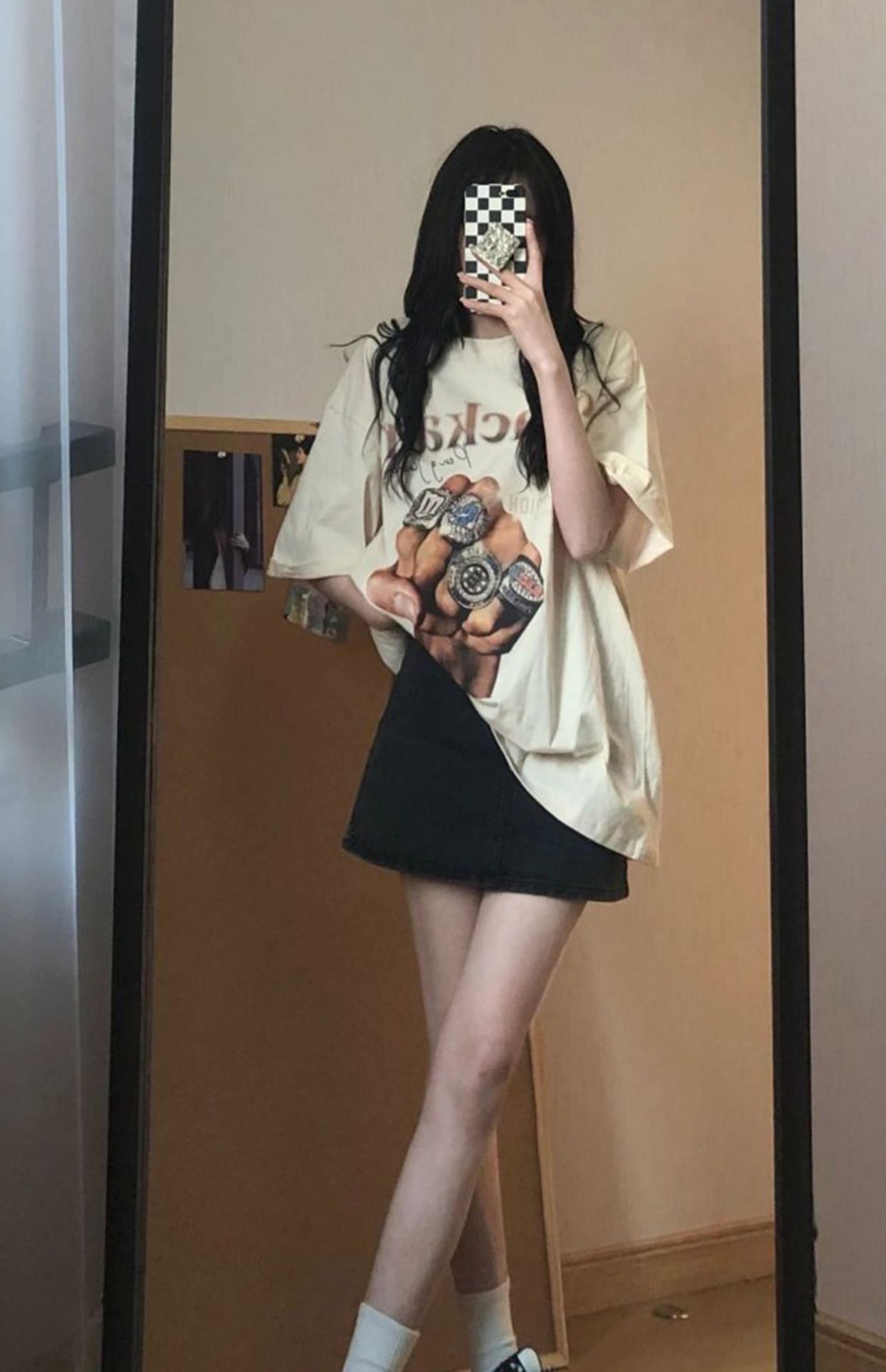 大码黑色牛仔短裙女夏新款胖mm高腰宽松遮胯显瘦a字包臀半身裙子