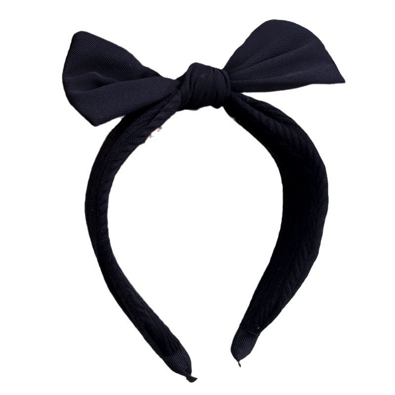 Retro Fabric Bow Headband New Classic French Girls' Hair Accessories Simple All-Match Outing Wide-Edged Headband