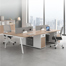 职员办公桌椅组合 单人办公室工位四人位电脑桌原木色台式两人位