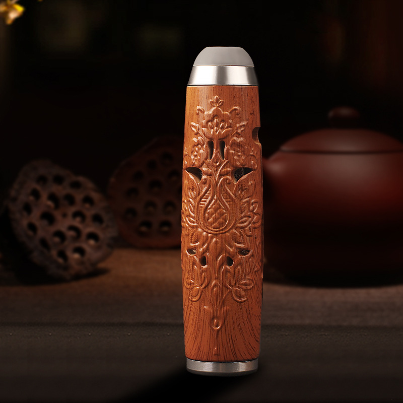 Car Portable Anti-Dust Environmental Protection Cigarette Cover No Ash Artifact Environmental Protection Cigarette Cover Outdoor Driving Wooden Carving