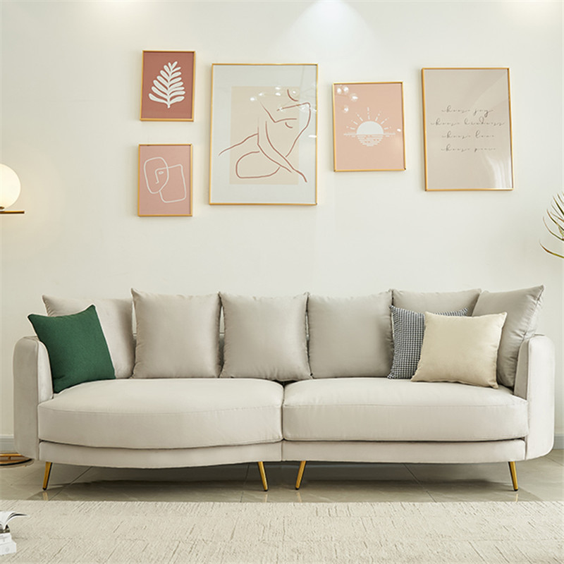布艺沙发奶油风网红服饰店简约日式客厅公寓小户型北欧三人沙发