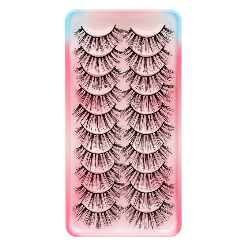 Dingsen False Eyelashes Factory Europe and America Cross Border Stable Supply 10 Pairs of Natural Models Curling Thick Eyelash