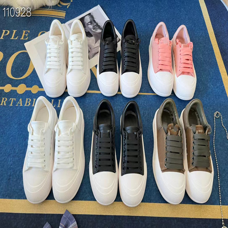 2024新款麦昆帆布鞋女内增高松糕厚底运动板鞋休闲百搭情侣小白鞋