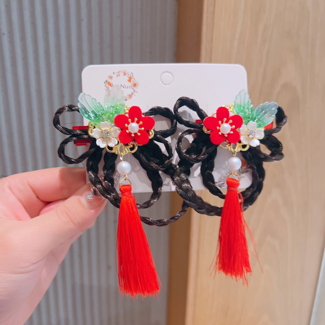 New Year Red Hairpin Girls' Chinese Style Tassel Hairpin Festive Red Bow Side Clip Super Fairy Ancient Style Hair Accessories