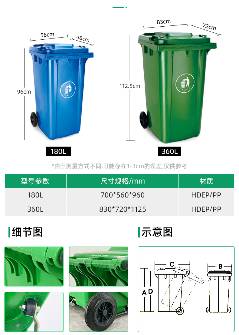 干湿分类垃圾桶 120升240升塑料垃圾桶 户外环卫医疗垃圾桶