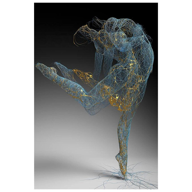 抽象舞蹈金属人物艺术画外贸雕像帆布画热销海报和版画金色装饰画