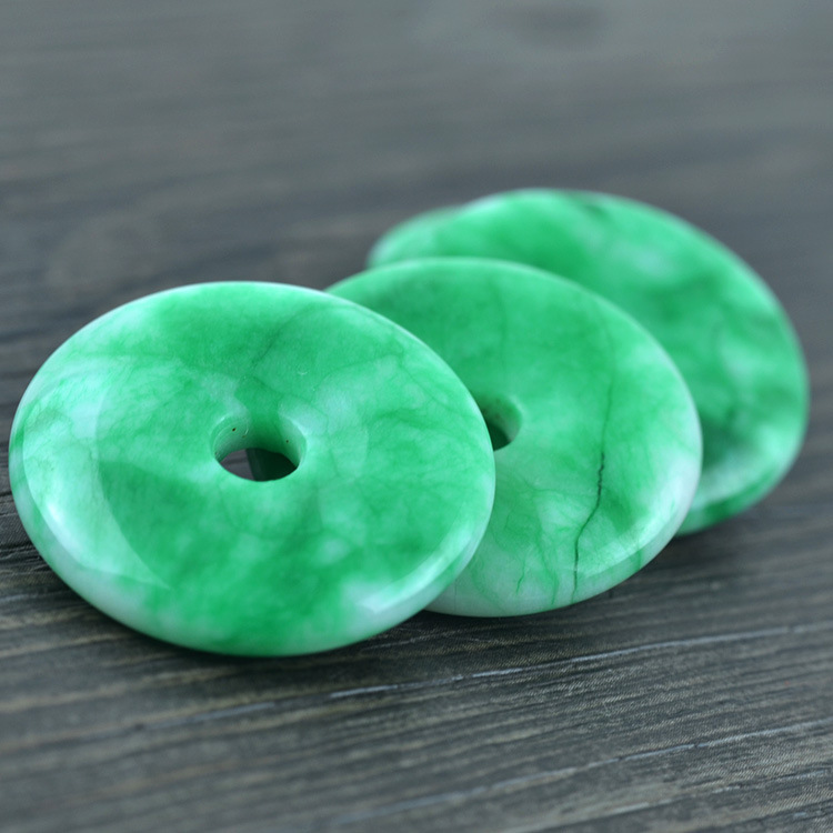 寒玉宝石平安扣吊坠 干青项坠挂饰 宝石挂件 寒玉圆壁吊坠 054064