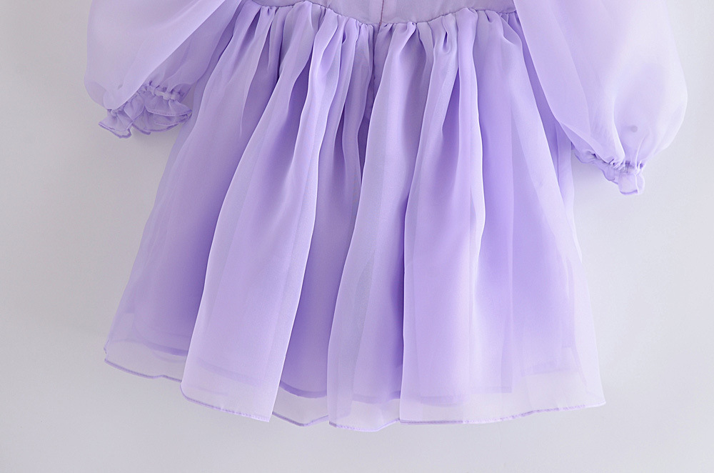 欧美批发2021秋季新款紫色欧根纱三层蛋糕裙仙女连衣裙r10-0484