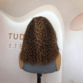 4/27JC13*4蕾丝真人发头套杰瑞卷发Jerrycurly小卷卷发钢琴色假发