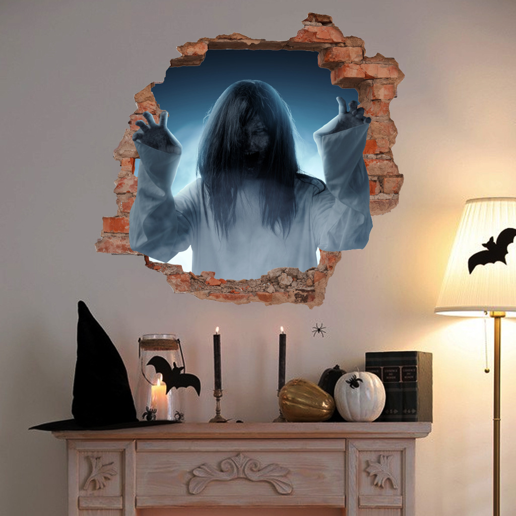2022万圣节恐怖3d贴纸 afh1193halloween万圣节魔鬼3d墙贴定 制