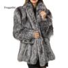 Autumn and winter new pattern Fur imitation coat Mid length version Fox Mosaic overcoat Easy thickening keep warm Silver gray Autumn and winter new pattern Fur imitation coat Mid length version Fox Mosaic overcoat Easy thickening keep warm Silver gray