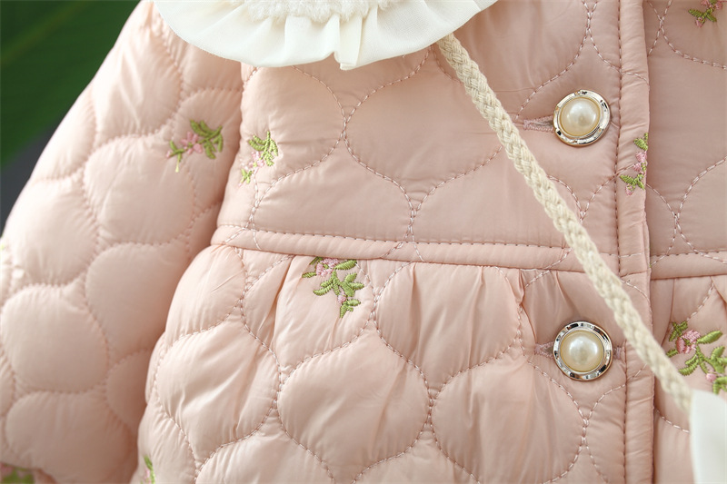 2023 Children's Cotton Clothes Infant Toddler Fashionable Fleece-Lined Thickened Internet Celebrity Cotton Coat Lapel Free Bag Fashionable Korean Style Children's Clothing