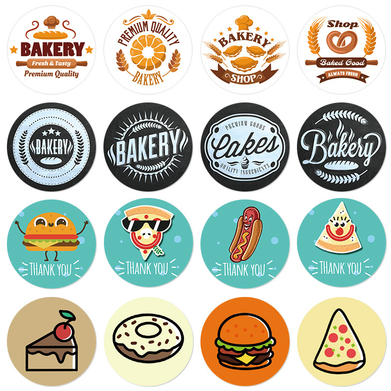 面包蛋糕烘焙店卡通可爱不干胶标签装饰封口贴纸现货批发跨境爆款