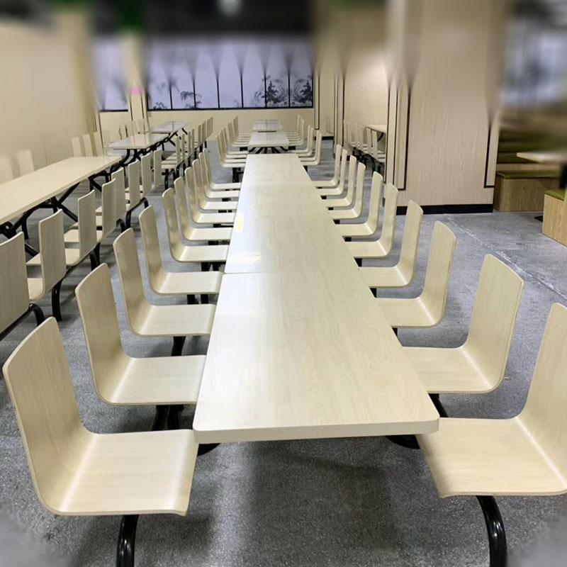 厂家定制学校食堂公司职工饭堂快餐厅防火板四人位连体餐桌椅组合