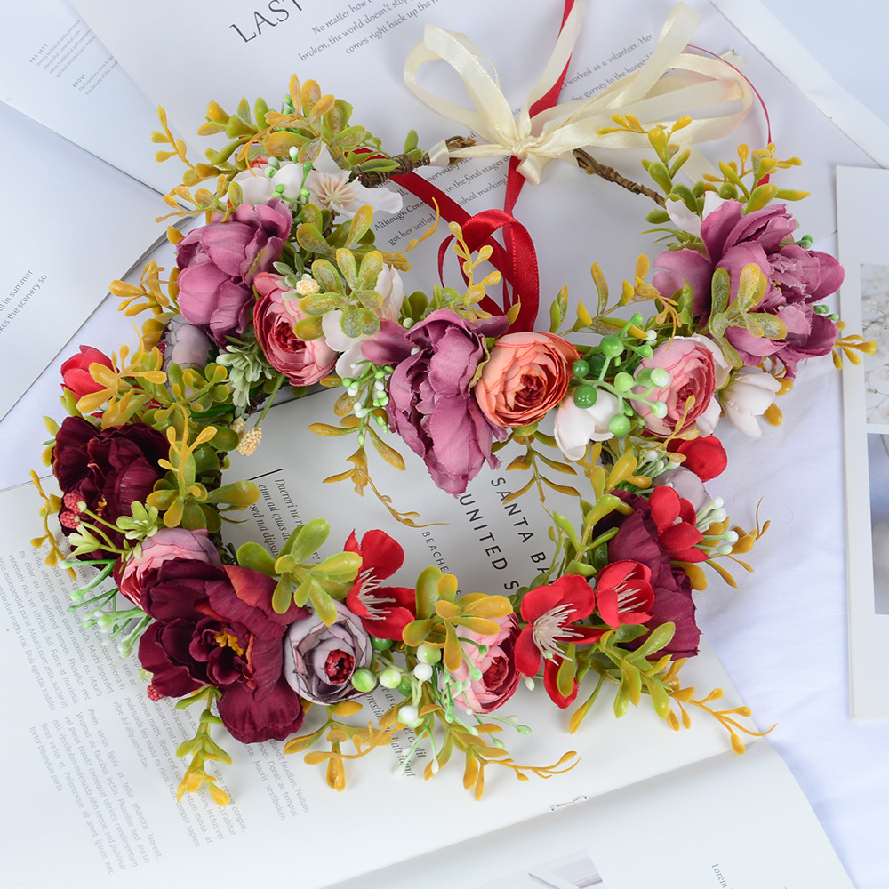 批发欧美热销新款花环仙气夏威夷风情海边头饰影楼拍照配饰亚马逊