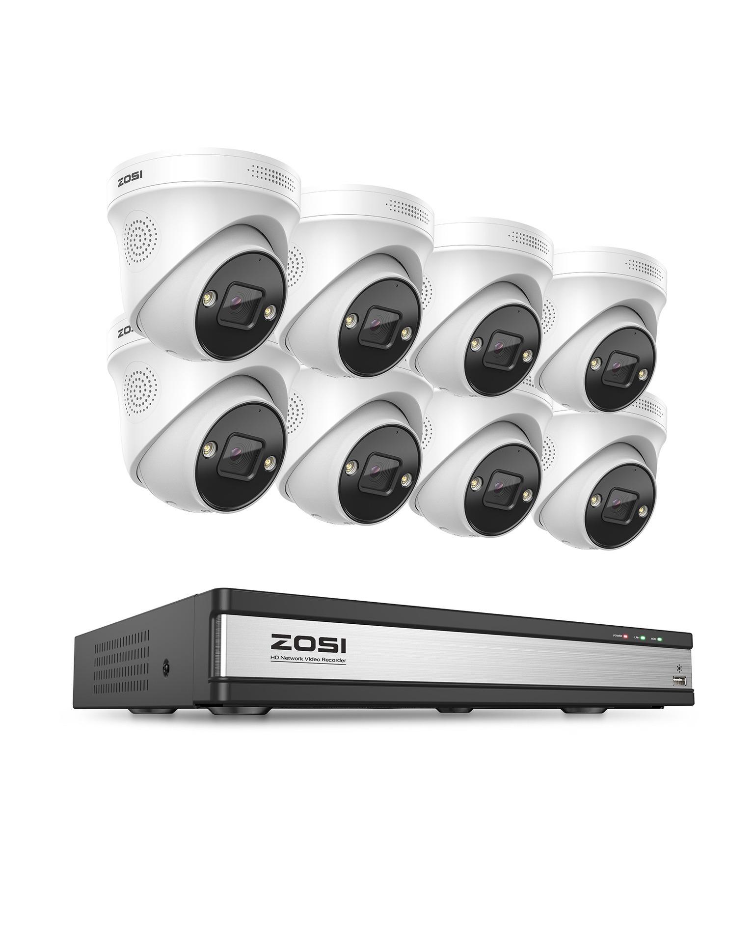 zosi 800万半球吸顶监控套装 poe网络摄像头4k超高清摄像机批发