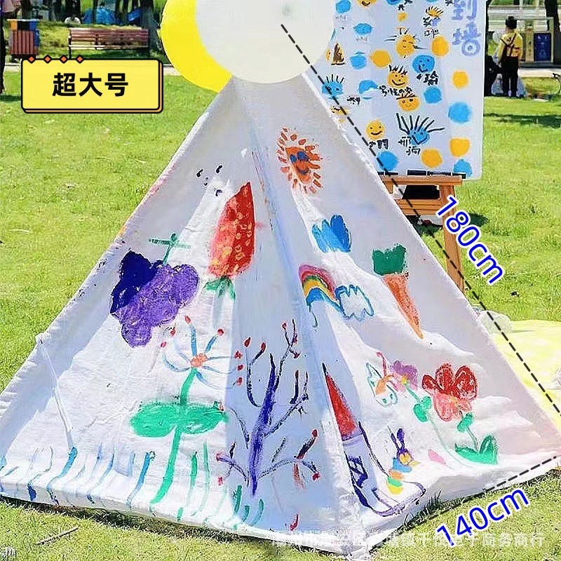 Children's Hand-Painted Tent Painting DIY Graffiti Handmade Outdoor Baby Drawing Triangle Small Tent Activity Game House