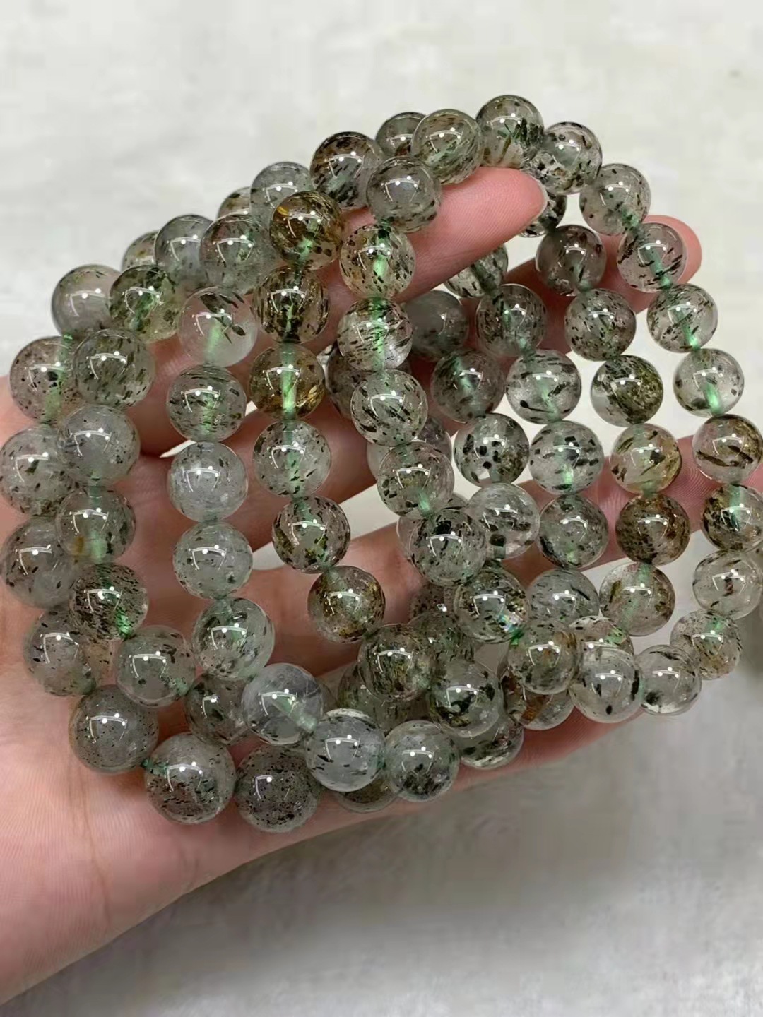 天然绿云母手串绿碧发手链男女款绿幽灵水晶饰品晶体通透现货批发