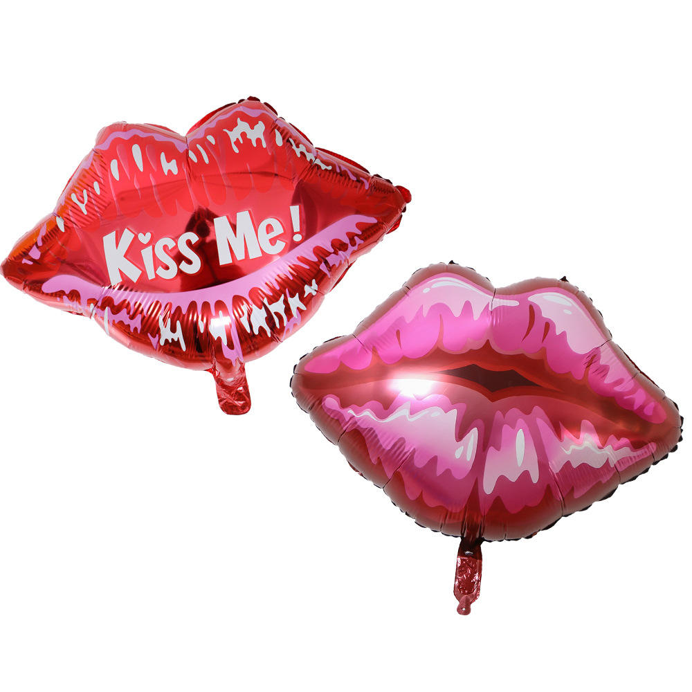 婚庆婚房装饰布置kiss me唇印铝箔气球 七夕情人节求婚布置气球