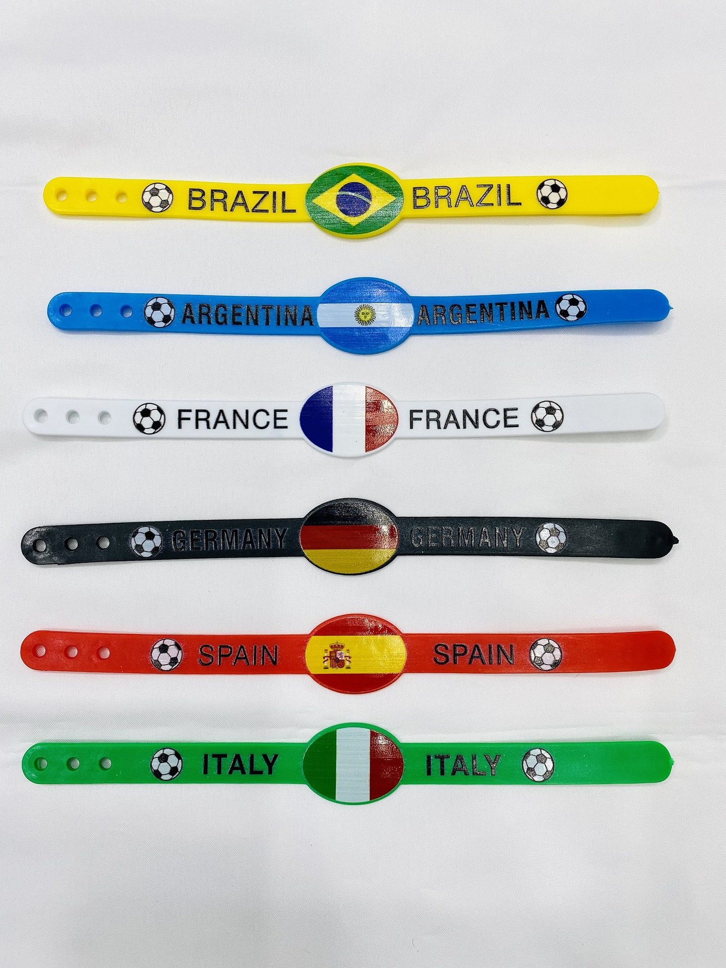 Qatar Brazil Football World Cup Fans Cheer Support Props PVC Button Strap Football Bracelet Jewelry