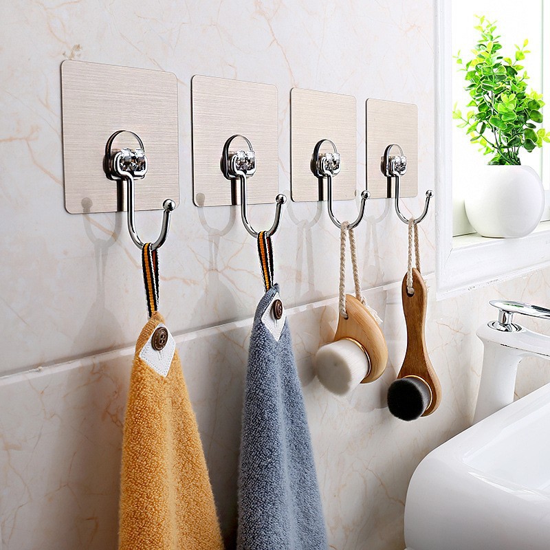 [Upgrade Big Hook] No. plus-Sized Hook Strong Adhesive No Nail Clothes Hook behind Door Bathroom Kitchen Sticky Hook