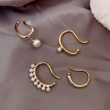 小众个性耳骨夹2022新款耳坠潮耳挂无耳洞耳夹女珍珠复古法式耳环-阿