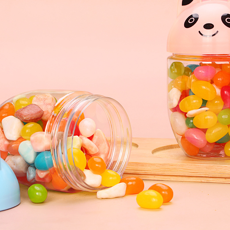 创意卡通小熊瓶盖pet塑料瓶 儿童糖果玩具瓶透明食品罐批发