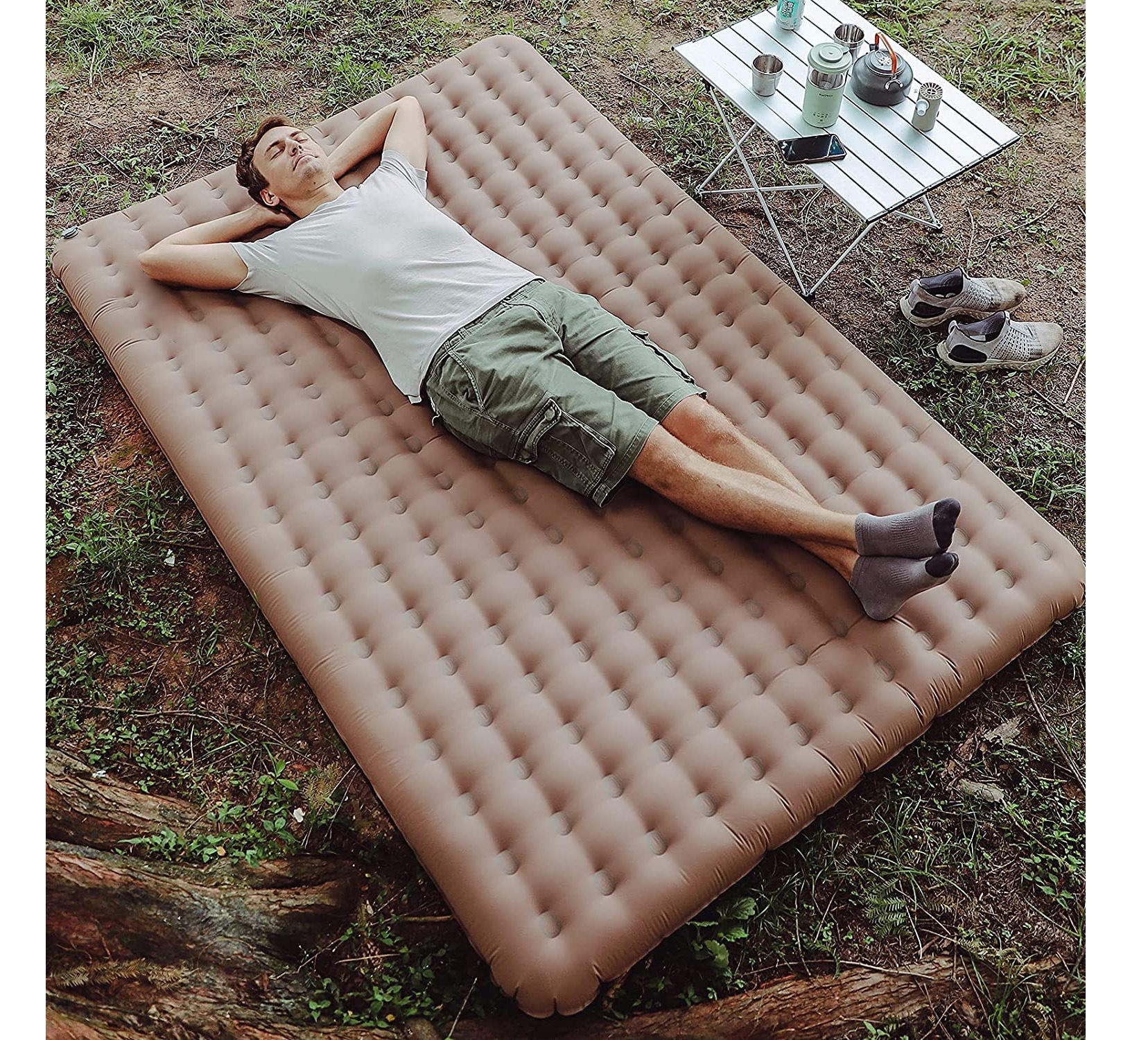 厂家订制 户外超大野营单层自充气床 pvc贴合布充气双人床垫