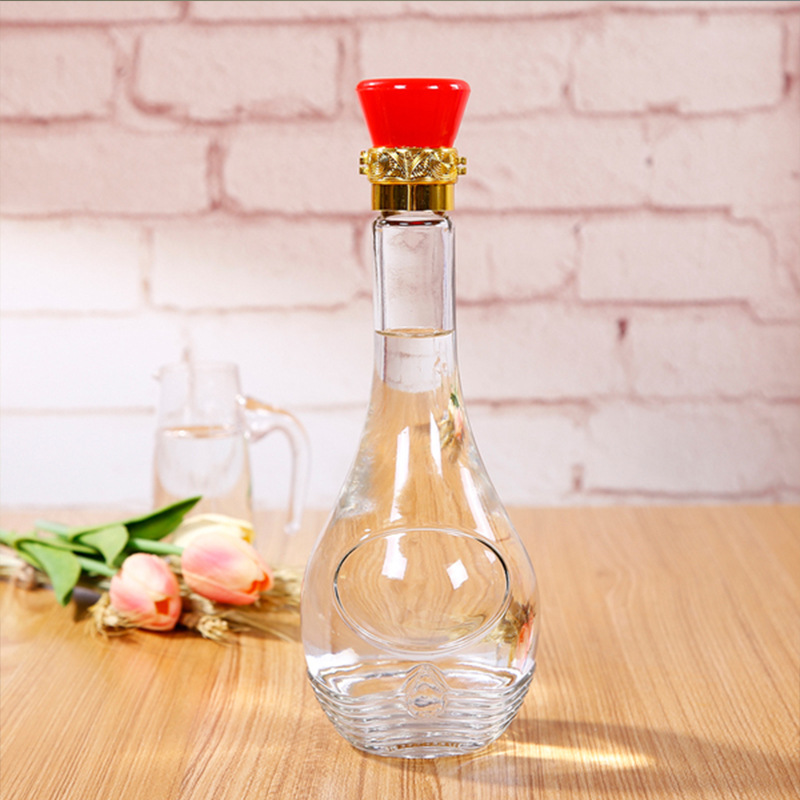 sgs认证500ml大肚子酒瓶透明玻璃白酒瓶密封原浆酒瓶宴席白酒瓶