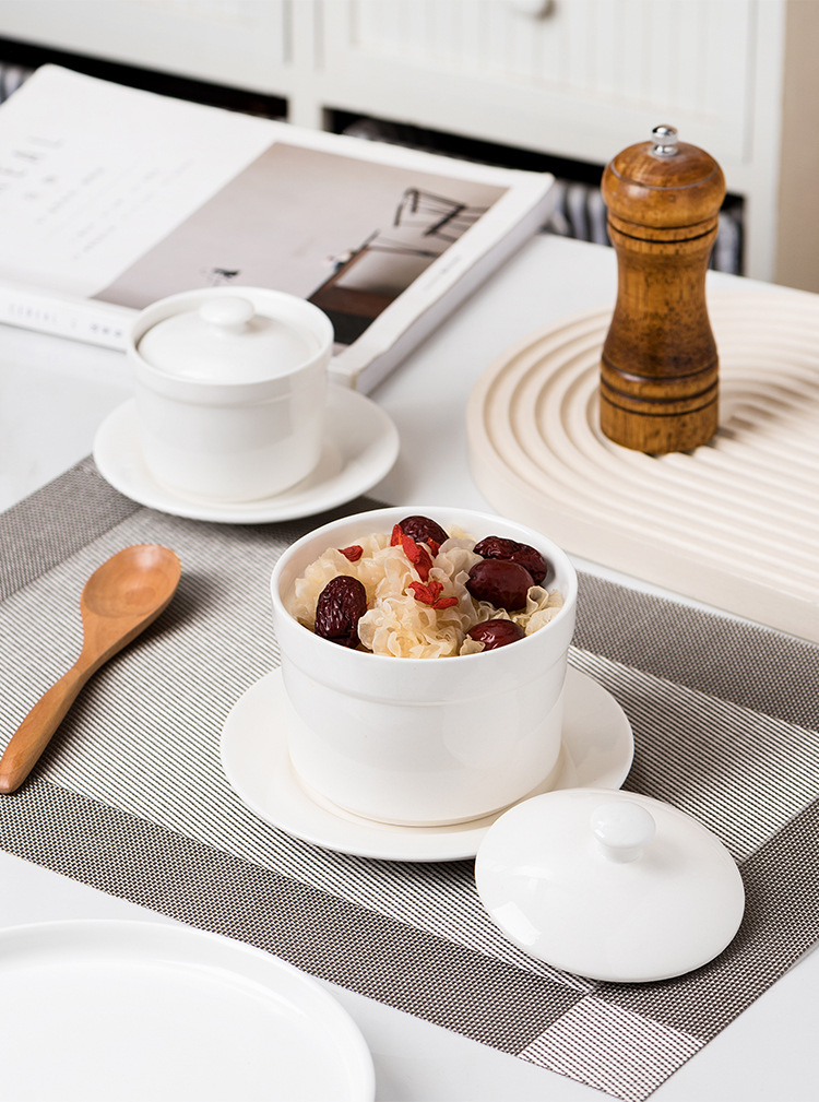 陶瓷炖盅燕窝隔水炖炖盅家用蒸蛋盅汤盅炖盅碗酒店餐厅沙县白炖盅