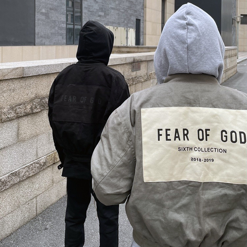 fog fear of god第六季主线短款宽松背后贴布字母棉服夹克外套潮
