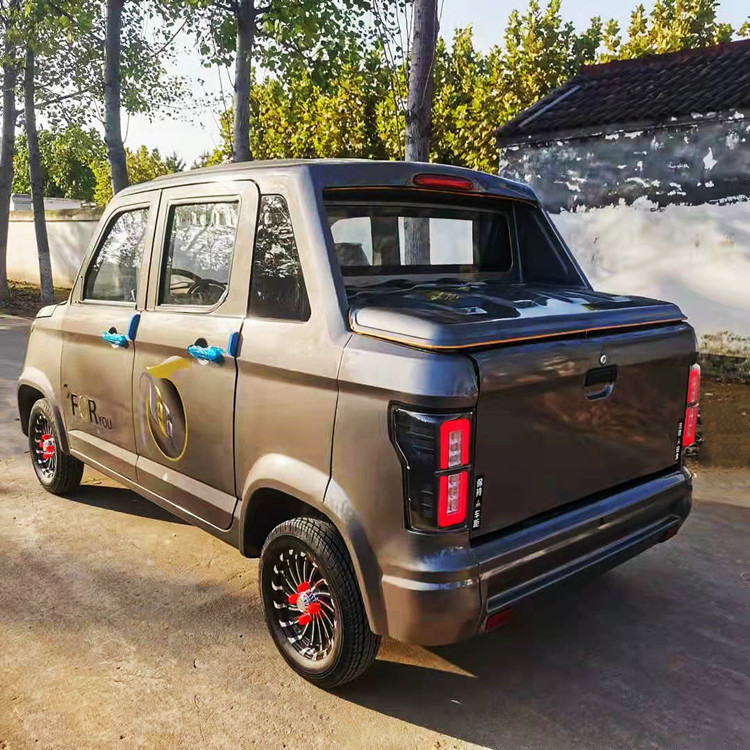 客货两用双排大皮卡 封闭货斗电动四轮货车 成人家用大功率带斗车