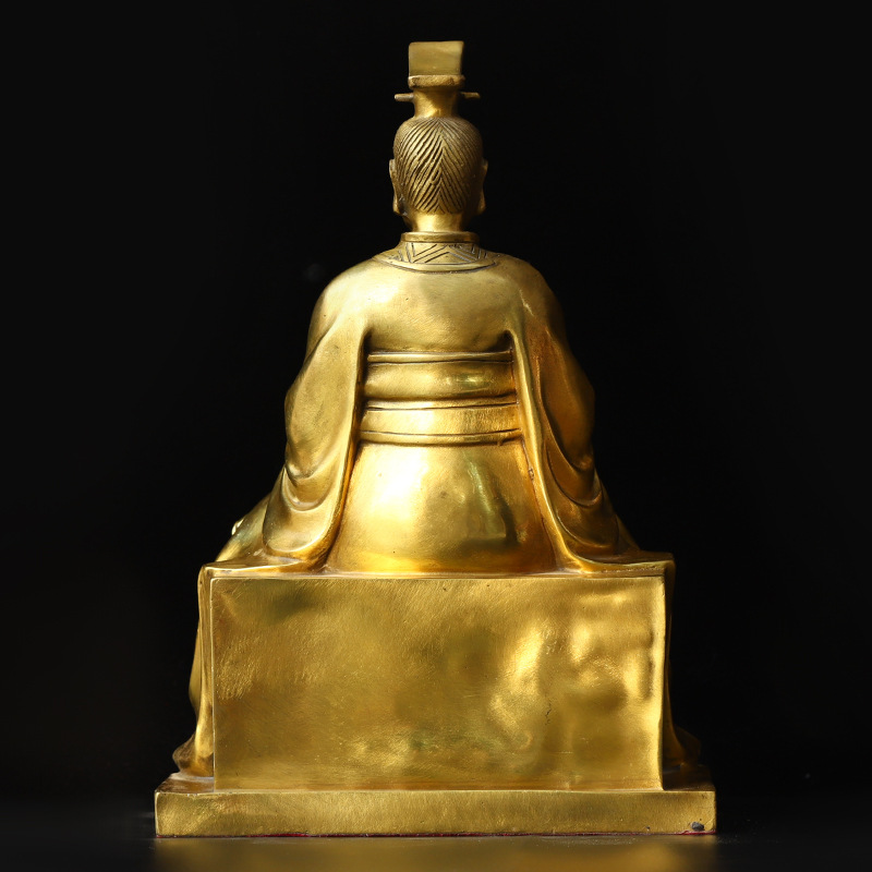 纯铜后天八卦祖师文王坐像文王佛像摆件客厅装饰家居店铺供养铜像