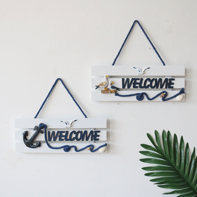 批木质海洋系列装饰门牌地中海风格welcome挂牌吊牌 欢迎光临挂牌