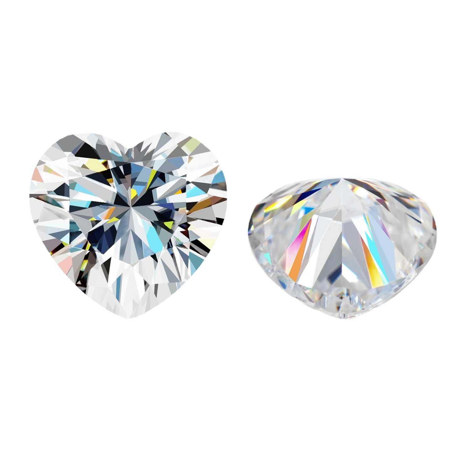 莫桑裸钻心形d色vvs1 0.5克拉—4克拉