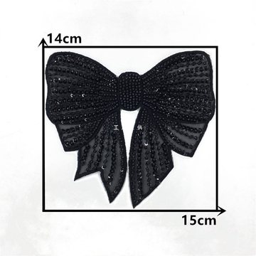 新款珠绣蕾丝蝴蝶结刺绣亮片花边diy装饰缝纫衣服帽子服装辅料