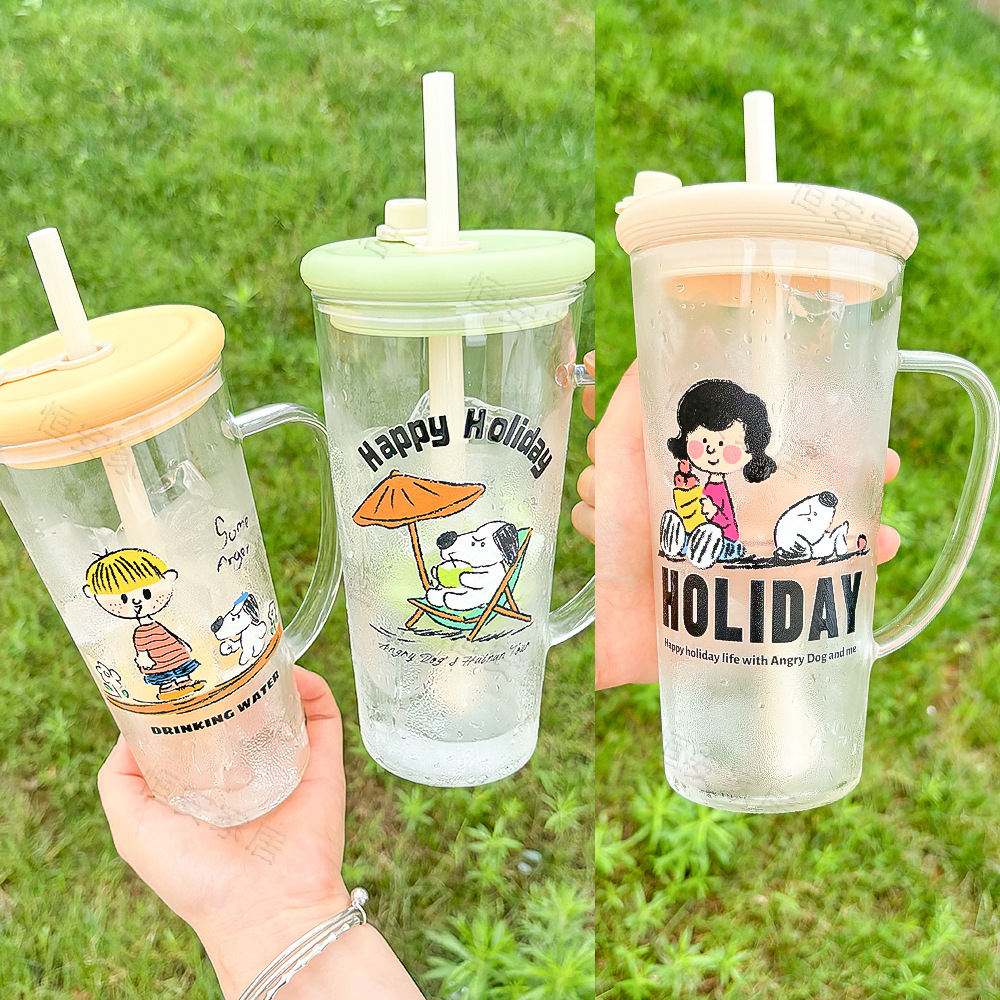 2024新款玻璃杯子女生高颜值耐高温防爆高硼像素世界可乐杯